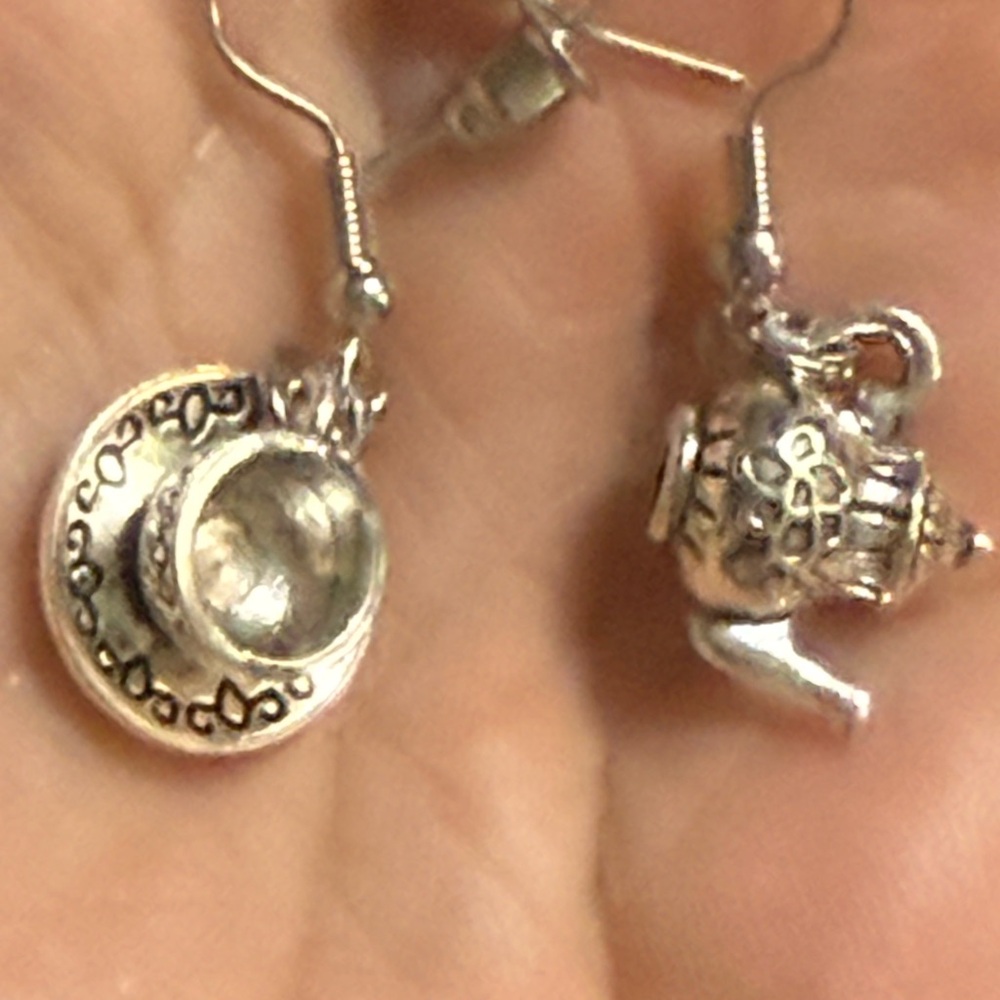 Silver Teapot and Teacup Earrings